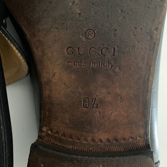 Gucci Jordaan Horsebit Leather Loafer Black Almond Toe Slip On Men's 8.5 - Picture 12 of 12